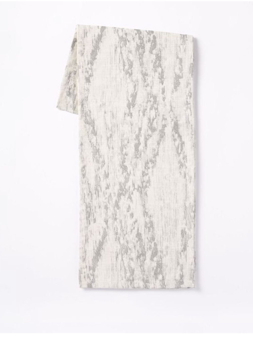 West Elm Bark Textured Jacquard Table Runner Silver / White 90” W x 14” L